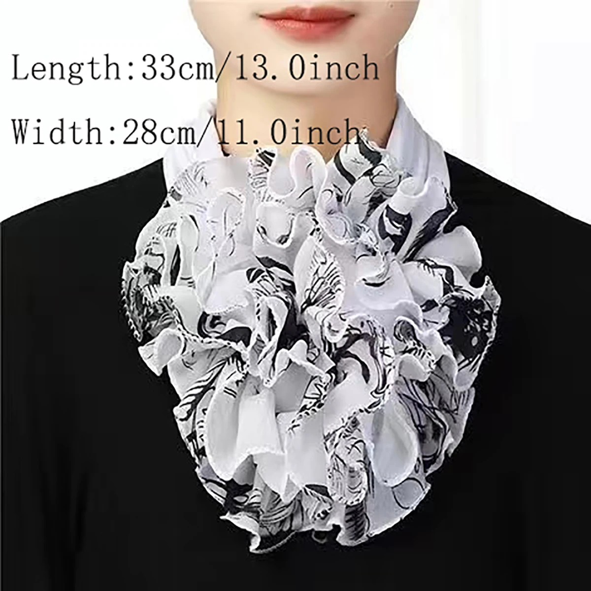 Fashion Polyester False Collars Floral Printed Neckerchief Detachable For Women Ring Elegant Neck Gaiter Autumn Scarf Free Size