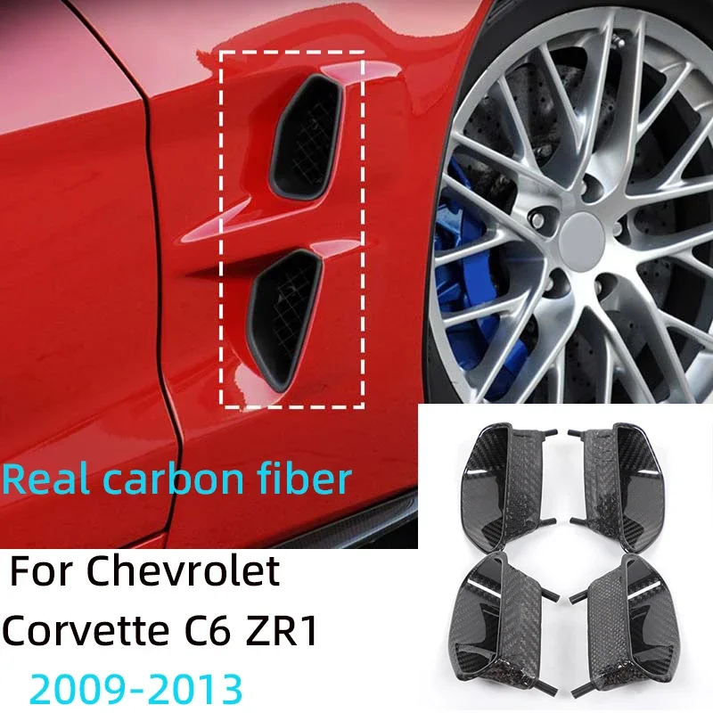 For Corvette C6 ZR1  2009-2013  Real Dry Carbon Fiber Side Fender Vent Splitter Body Kit Exterior Trim Accessories Auto Parts
