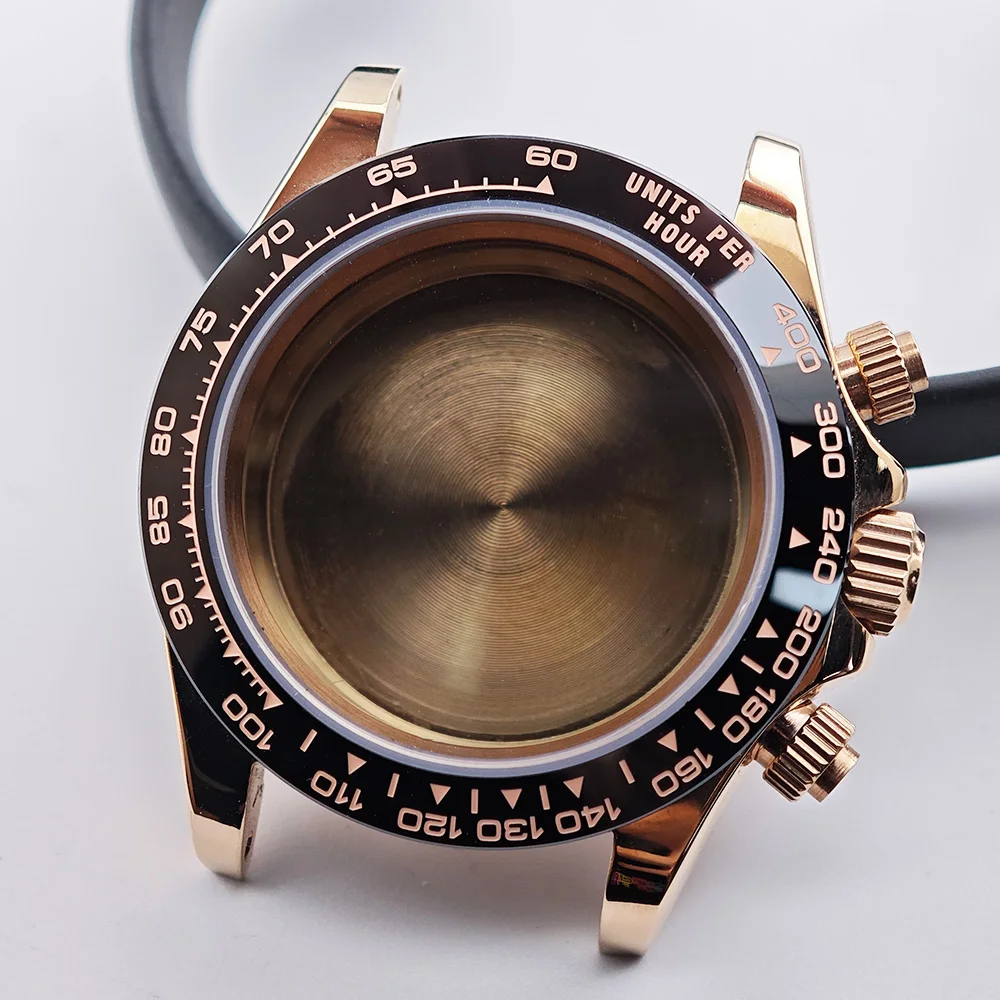 

39.3mm VK63 Silvery/black Men's Watches Steel Case FIT VK63 Movement Case Watch Accessories Watch Parts Fits 20mm Strap WatchBoX