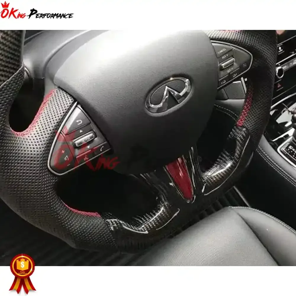 عجلة قيادة من ألياف الكربون مصنوعة حسب الطلب من OKing V1 لعام 2025 لسيارة إنفينيتي Q50 Q50S