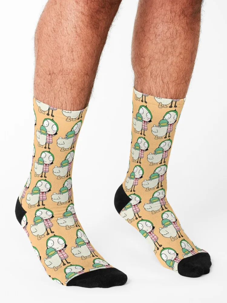 Sarah and Duck having fun Socks floral socks anime socks Socks Women Men's