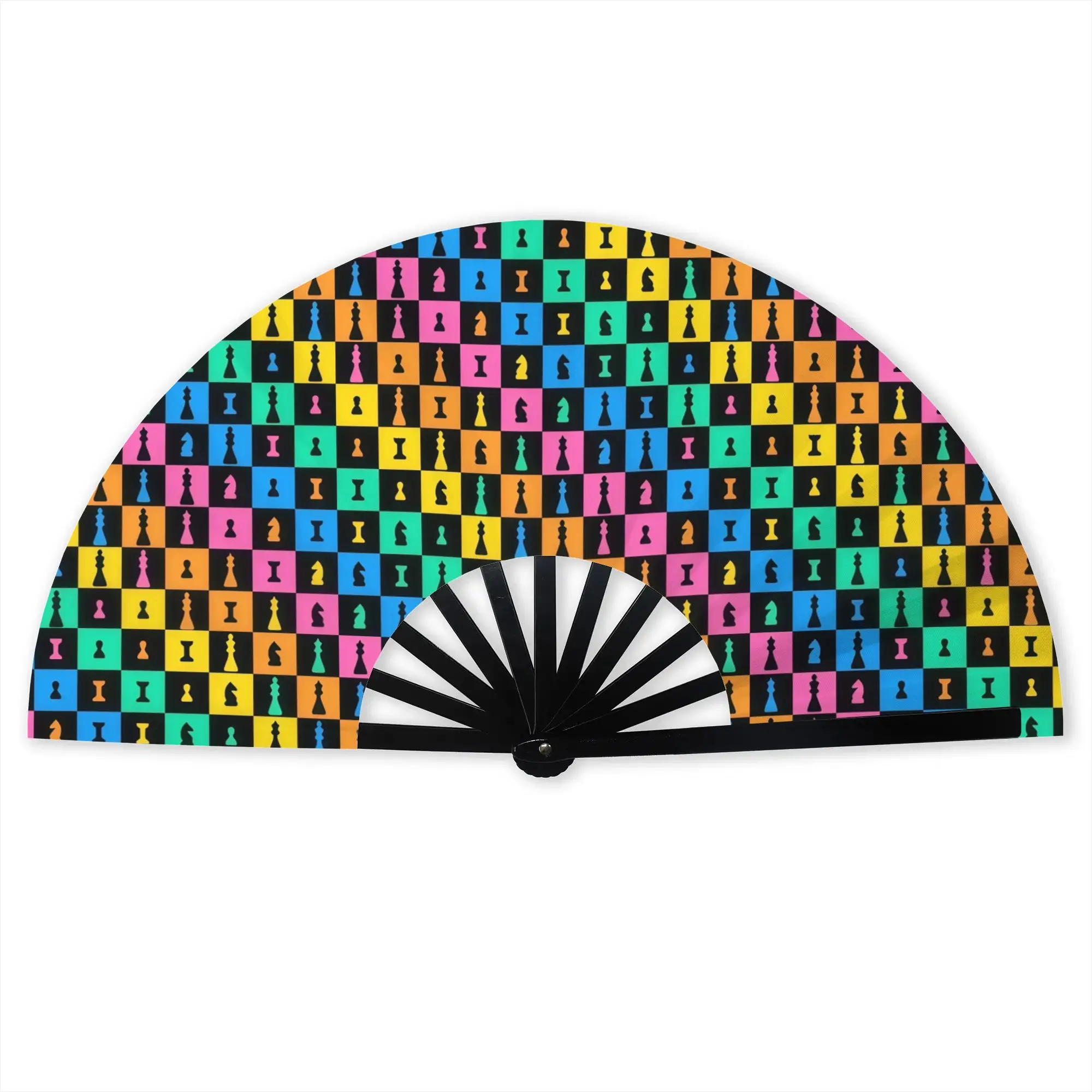 Groovy Chess Checkerboard Traditional Folding Fan Oriental Art  High-Quality Fans Gift Elegant Decorative Hand Fan