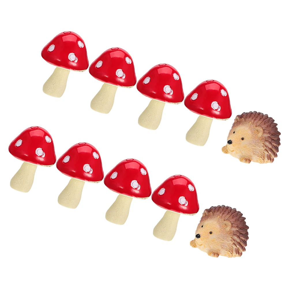 

Resin Hedgehog Mushrooms Mini Figurines Detailed Craft for Decor Mini Garden Accessories Tiny Statues
