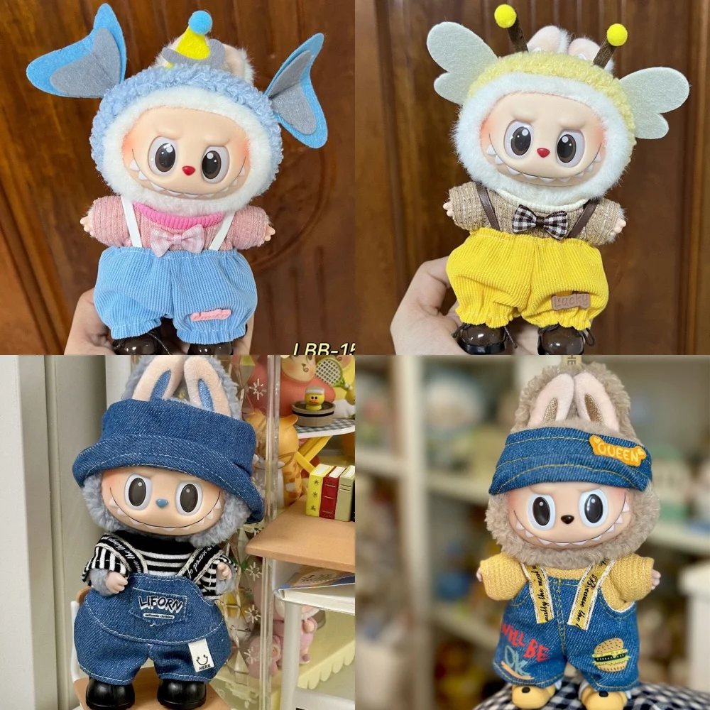 Pop Kleding Voor 15-17 Cm Labubu Kleding Mini Pluche Idool Katoen Pop Universele Outfit Jurk Rok Pyjama dress Up Accessoires