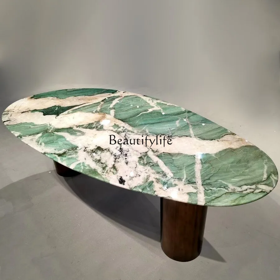 

Light luxury jadeite luxury stone dining table designer modern light luxury