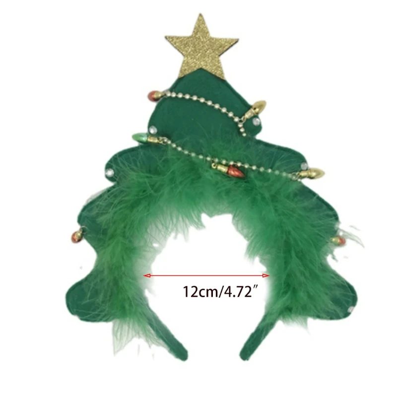 Y1UB عصابات رأس من القطيفة لشجرة عيد الميلاد من الريش وشجرة عيد الميلاد ودعائم صور للعطلات