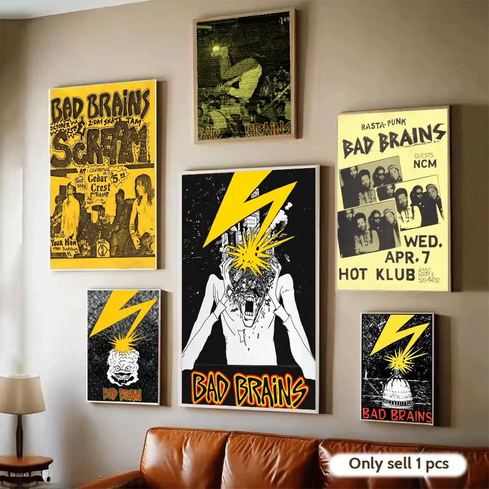 Punk Rock Bad B-Brains Poster Modern Self-Adhesive Art Wall Decals for Bedroom & Living Room Home Decor, Great Gift Idea