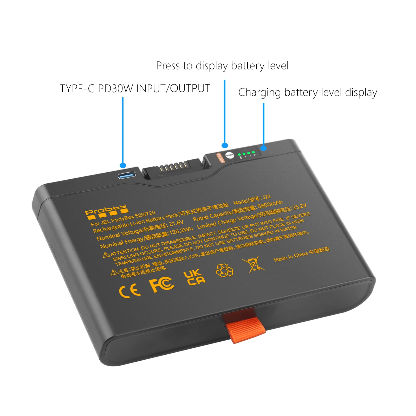 5800mAh USB-C Rechargeable Battery For JBL PartyBox Stage 520/720 Spare Battery For PartyBox 520/720 Portable Speaker