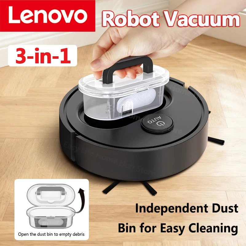 Lenovo Smart Robot Vacuum 3‑in‑1 Fully Automatic Sweeping Device Mini Household Cleaning Gadget For Pet Hair USB Rechargeable
