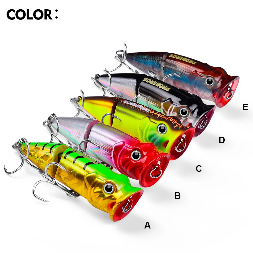 

1pcs Fishing Lure 11.5g 7.3cm Hard ABS Plastic Popper Lure 5 Color Crankbait Minnow Fishing Bait 6# Treble hook dw575