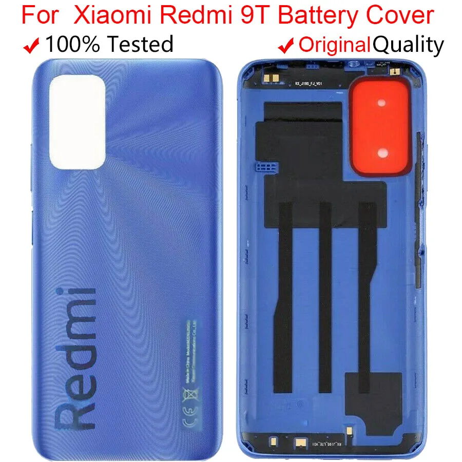 10PCS New For Xiaomi Redmi 9T Battery Cover Panel Rear Door Housing Case With Adhesive For Redmi 9T Battery Cover Back Glass