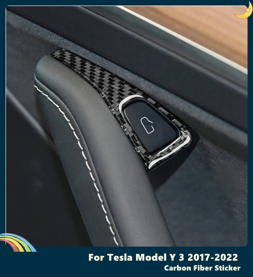

Кнопка окна автомобиля, украшение рамки, наклейка из углеродного волокна для Tesla Model Y 3 2017-2022, аксессуары для стайлинга автомобилей