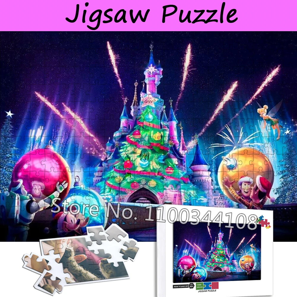 Disneyland Jigsaw Puzzle 300/500/1000 Pieces Disney Dreams of Christmas Puzzles Children's Family Games Adult Decompression Toys