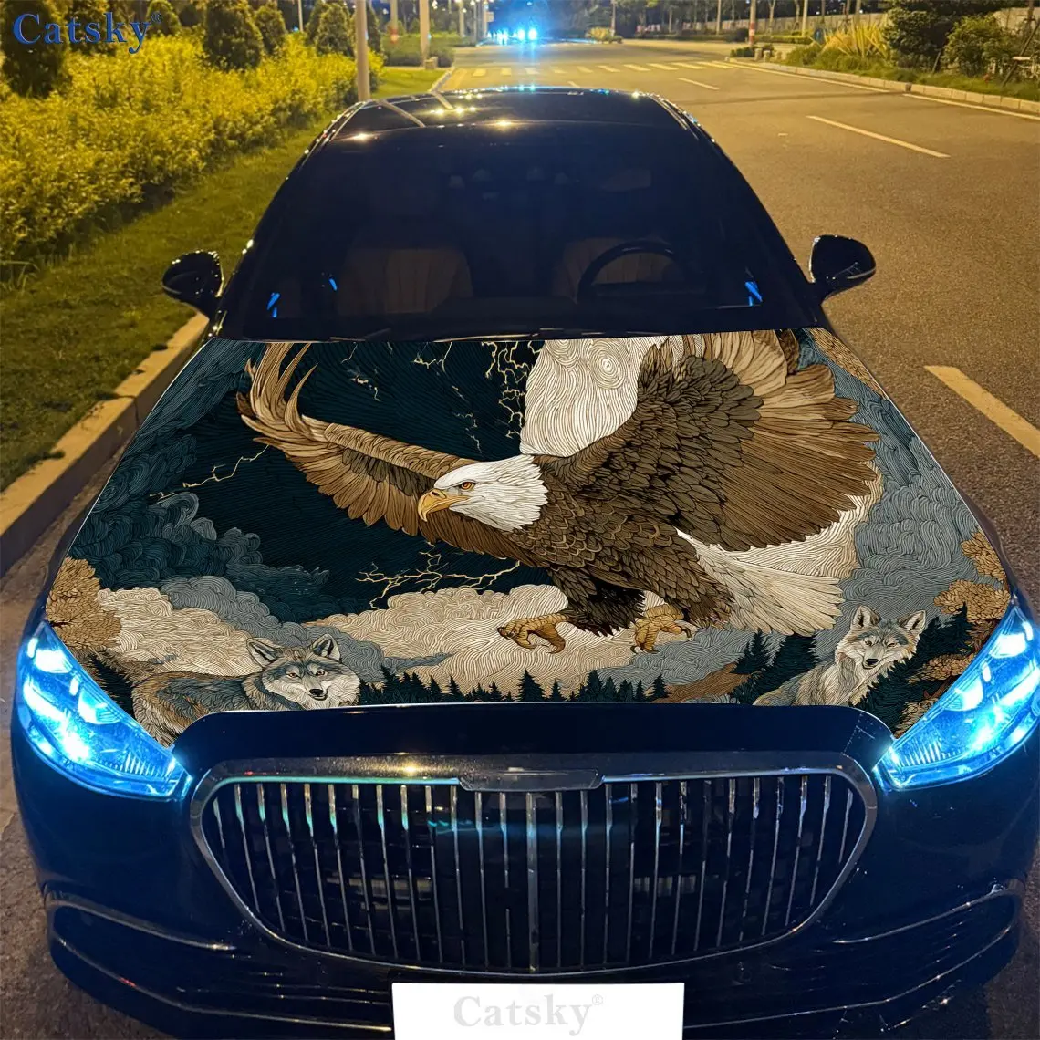 

Виниловая наклейка на капот автомобиля Eagle & Wolves с громом, автонаклейка, водонепроницаемая самоклеящаяся наклейка на автомобиль, авто с защитой от царапин