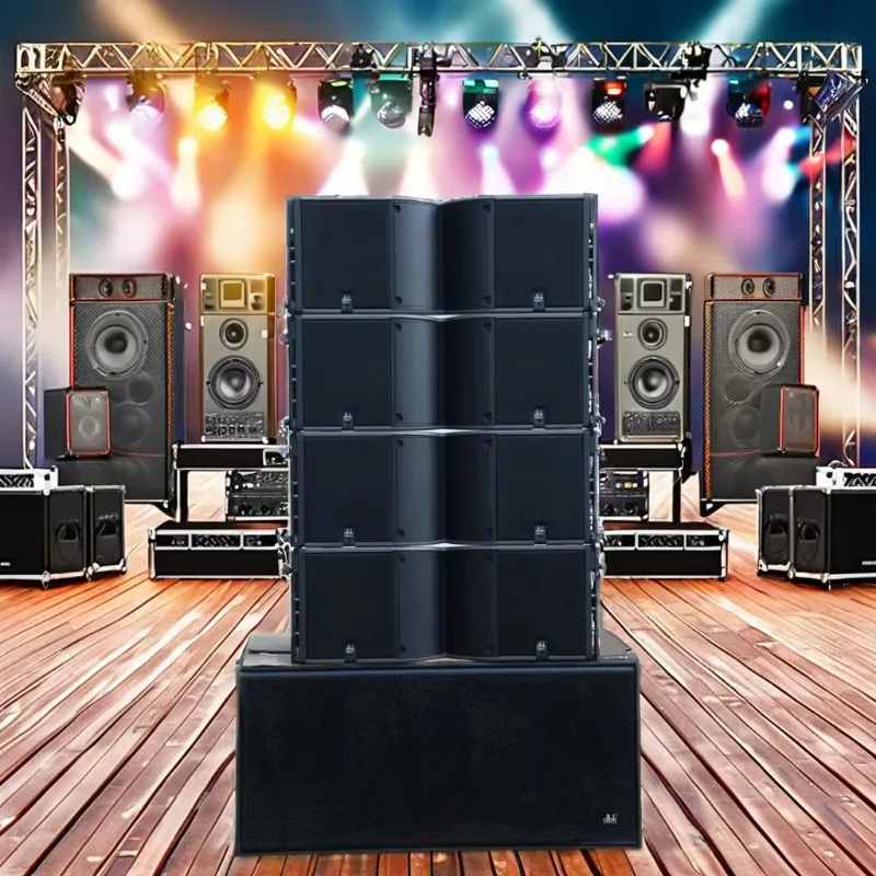 Dual 12 Inch 2 Way Line Array Speaker Dual 18 Inch Subwoofers Large Music Festival Concert Complete PA Audio Sound Equipment