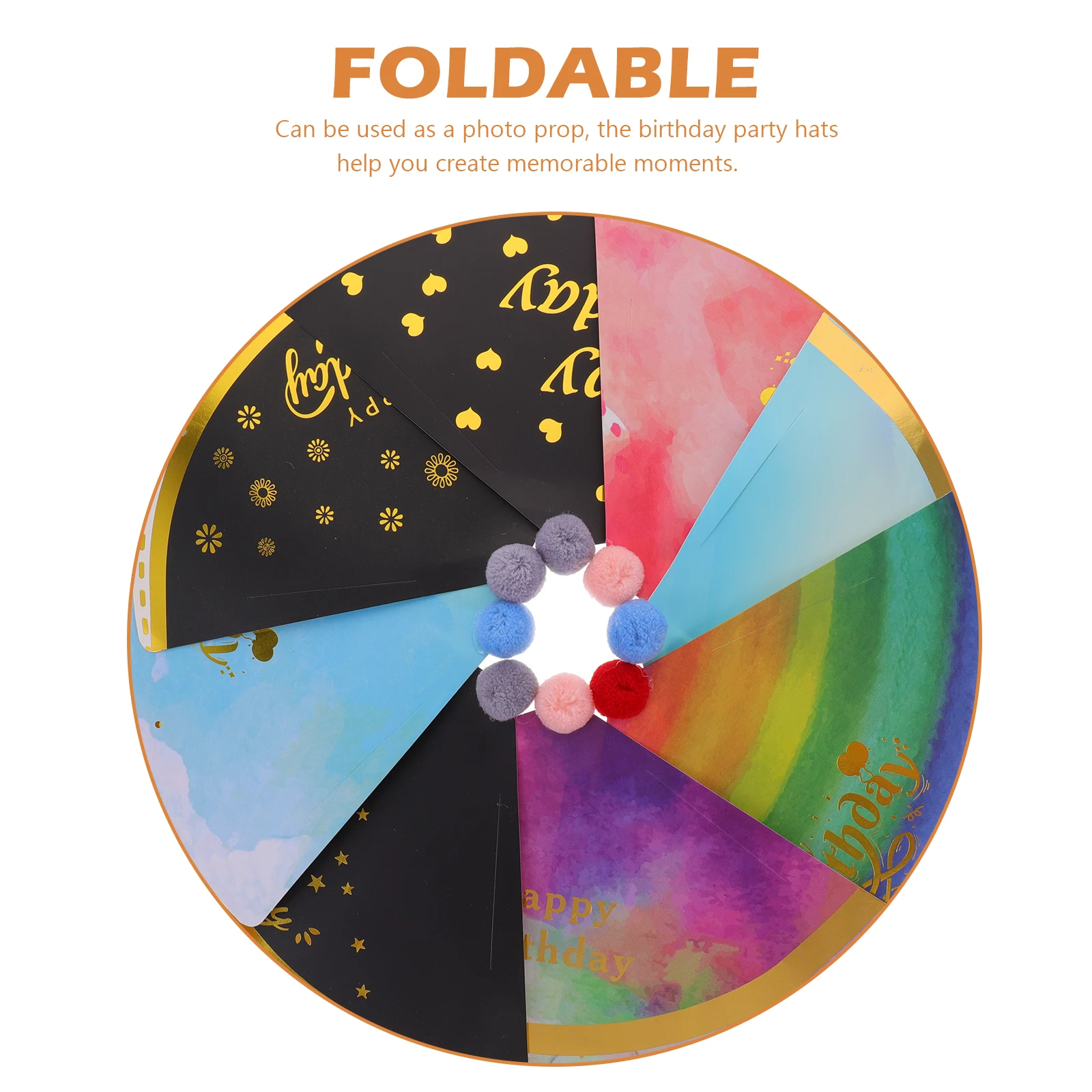 

8Pcs Birthday Party Hats Kids Cone Hat Paper Material Safe Lightweight Birthday Headwear for Celebration