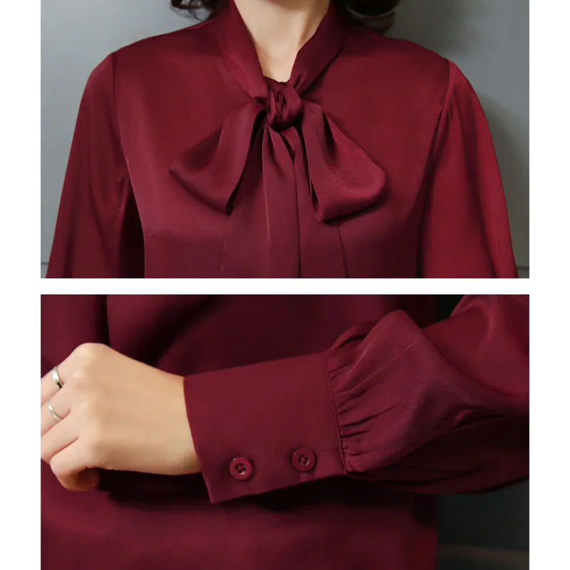 Fashion Long Sleeve Bow Collar Women Blouse Casual Office Lady Chiffon Blouse Shirt Women Tops  Blusas Mujer De Moda 2024 G864