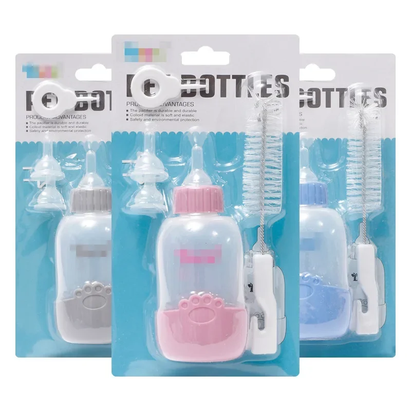 Hot Sale 100ML Puppy Kitten Feeding Granny Bottle Set Cat Baby Feeder Tool Pet Milk Bottle with Cleaning Brush Newborn Cat Dog