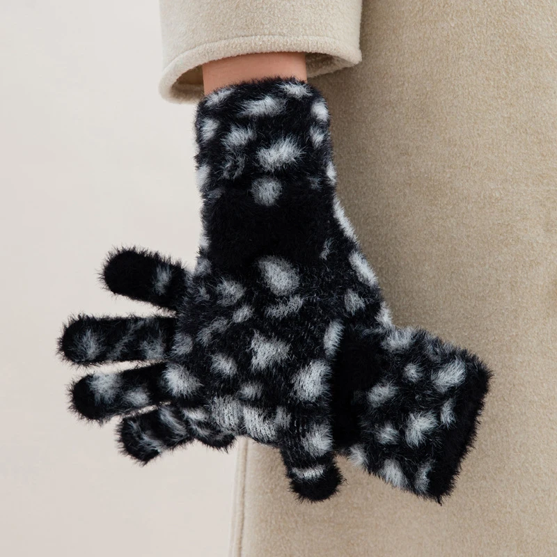 قفازات متماسكة بطبعة الفهد للنساء، قفازات شتوية بدون أصابع قابلة للتحويل بشاشة تعمل باللمس لركوب الخيل وقفازات ركوب الدراجات الرياضية غير الرسمية #2