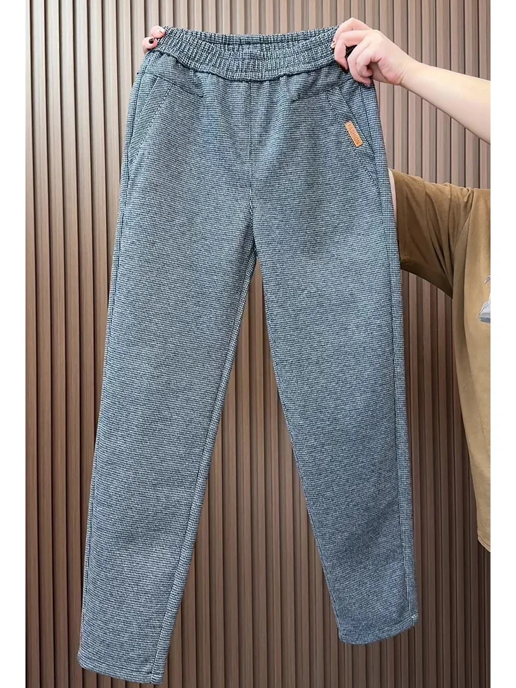 خريف جديد سراويل تقليدية المرأة فضفاضة وتنحيف منقوشة عصرية ومتعددة الاستخدامات عالية الخصر السراويل الحريم النايلون صغيرة الساق