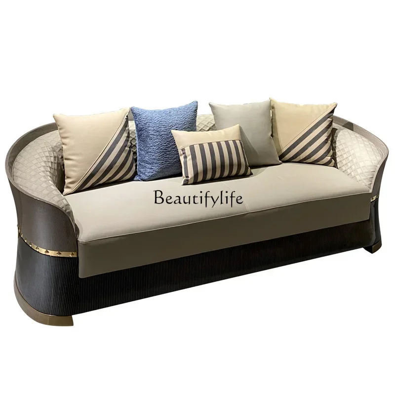 

4yj9 Light Luxury Italian Style Leather Sofa Combination Villa Living Room High-end Furniture Minimalist