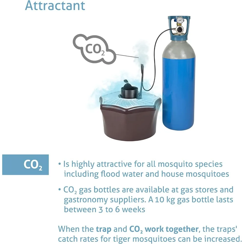 Trampa para mosquitos de CO2 - Juego de cebo para mosquitos y CO2 dulces - Eficaz contra todas las especies - Trampa para mosquitos para patio y exteriores