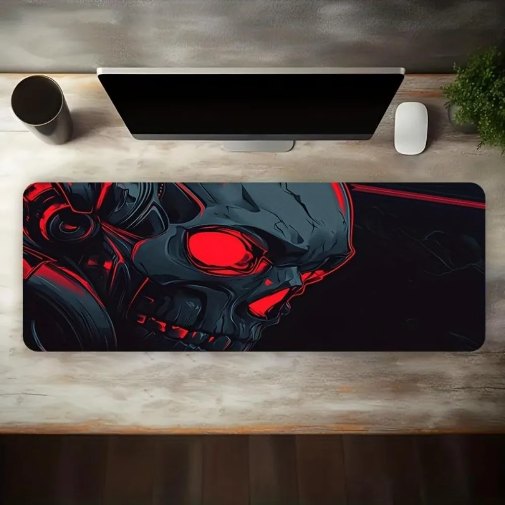 Black and red mechanical skeleton e-sports style dark and cool pattern, anti-slip rubber bottom, escritorio accesorios