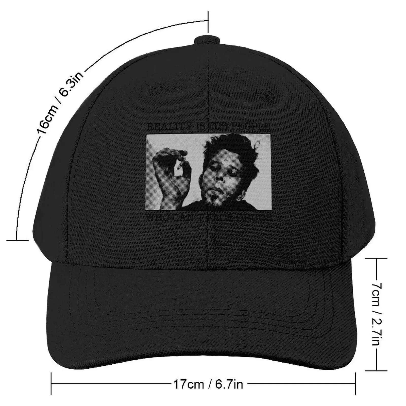 Tom Waits - Reality Is For People Who Can't Face Drugs Black Baseball Cap Kids Hat hats on offer Women's Golf Clothing Men's