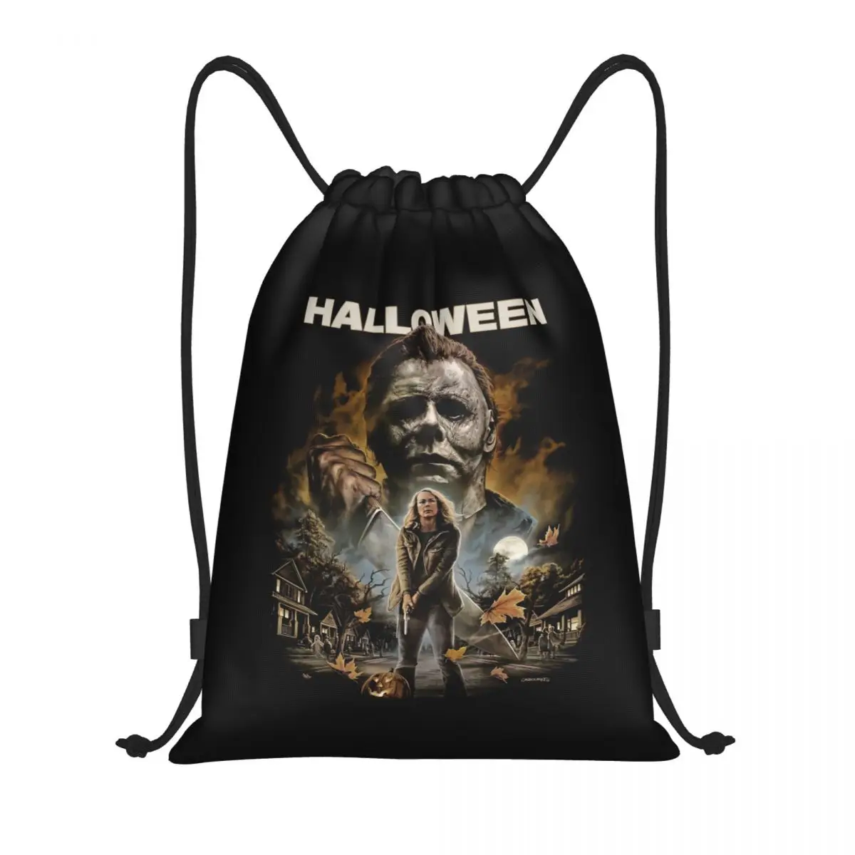Halloween Horror Movie Michael Myers Drawstring Bags Men Women Portable Gym Sports Sackpack Training Storage Backpacks