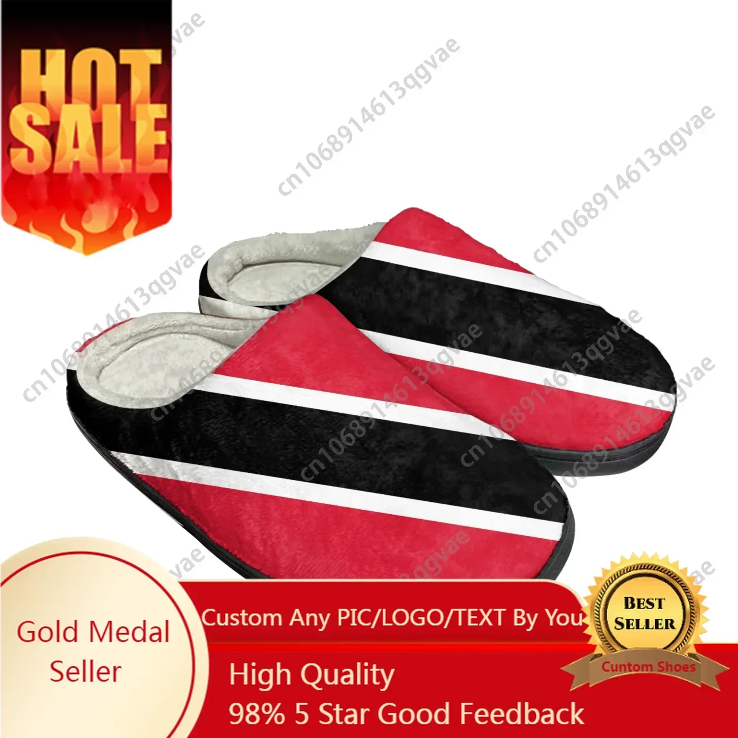Trinidad and Tobago Flag Home Cotton Custom Slippers Mens Womens Sandals Plush Bedroom Casual Keep Warm Shoes Thermal Slipper