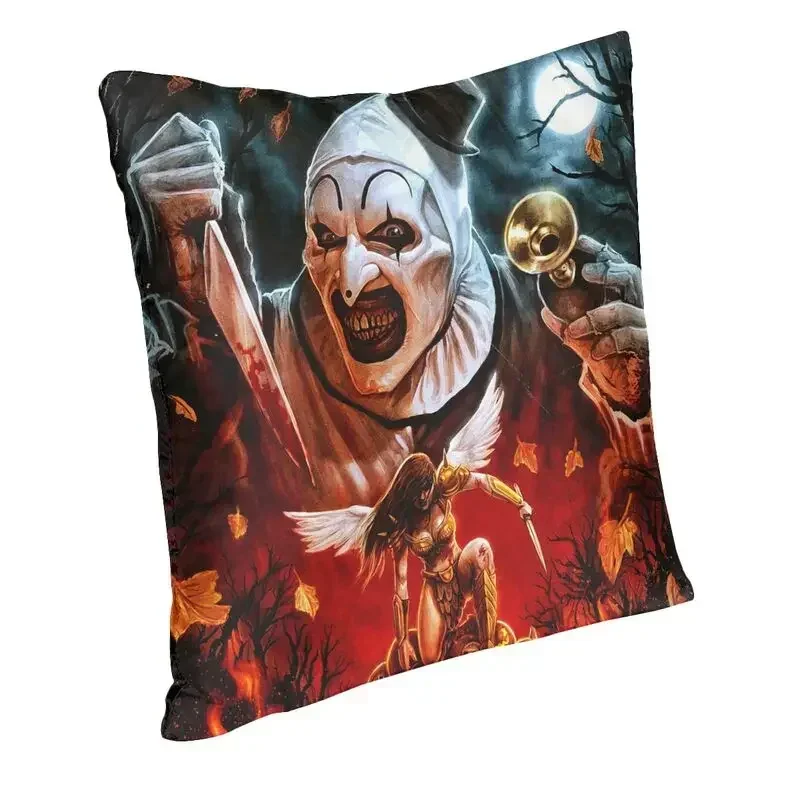 Horror Clown Halloween Movie Terrifier Cushion Cover Velvet Pillow Case Sofa Chair Square Pillowcase Living Room Decoration