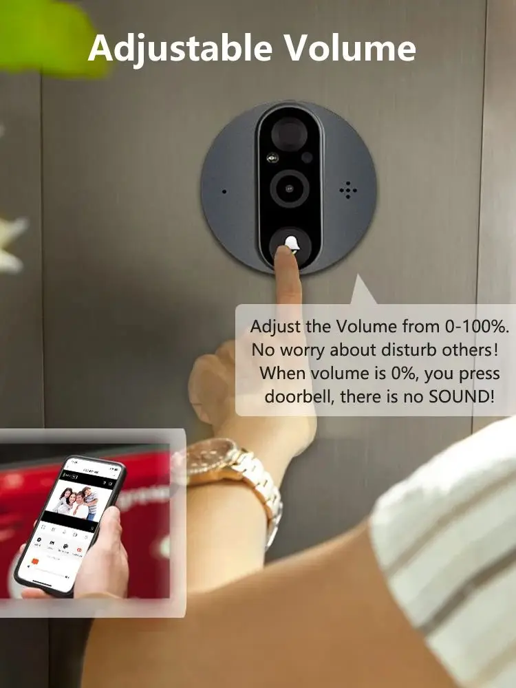 Yuezhe Choice Tuya Bel Pintu Nirkabel Kamera 3MP WiFi Bel Pintu Digital dengan PIR Alarm Gerak 5000MAh Rumah Pintar Kompatibel Alexa