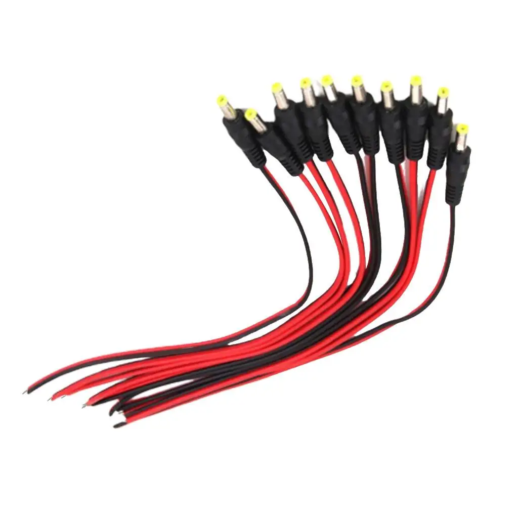 Connecteur de Ligne de Câble Mâle, Prise d'Alimentation, 5.5x2.1mm, 12V DC, 10 Pièces