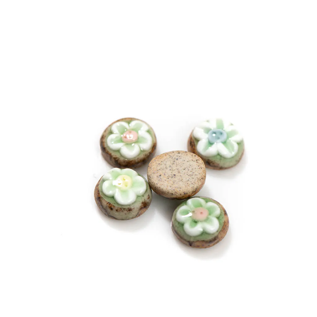 5pcs Handmade Ceramic Flower Beads Pendant Porcelain Accessories Jewelry Making Necklace DIY TCZ117