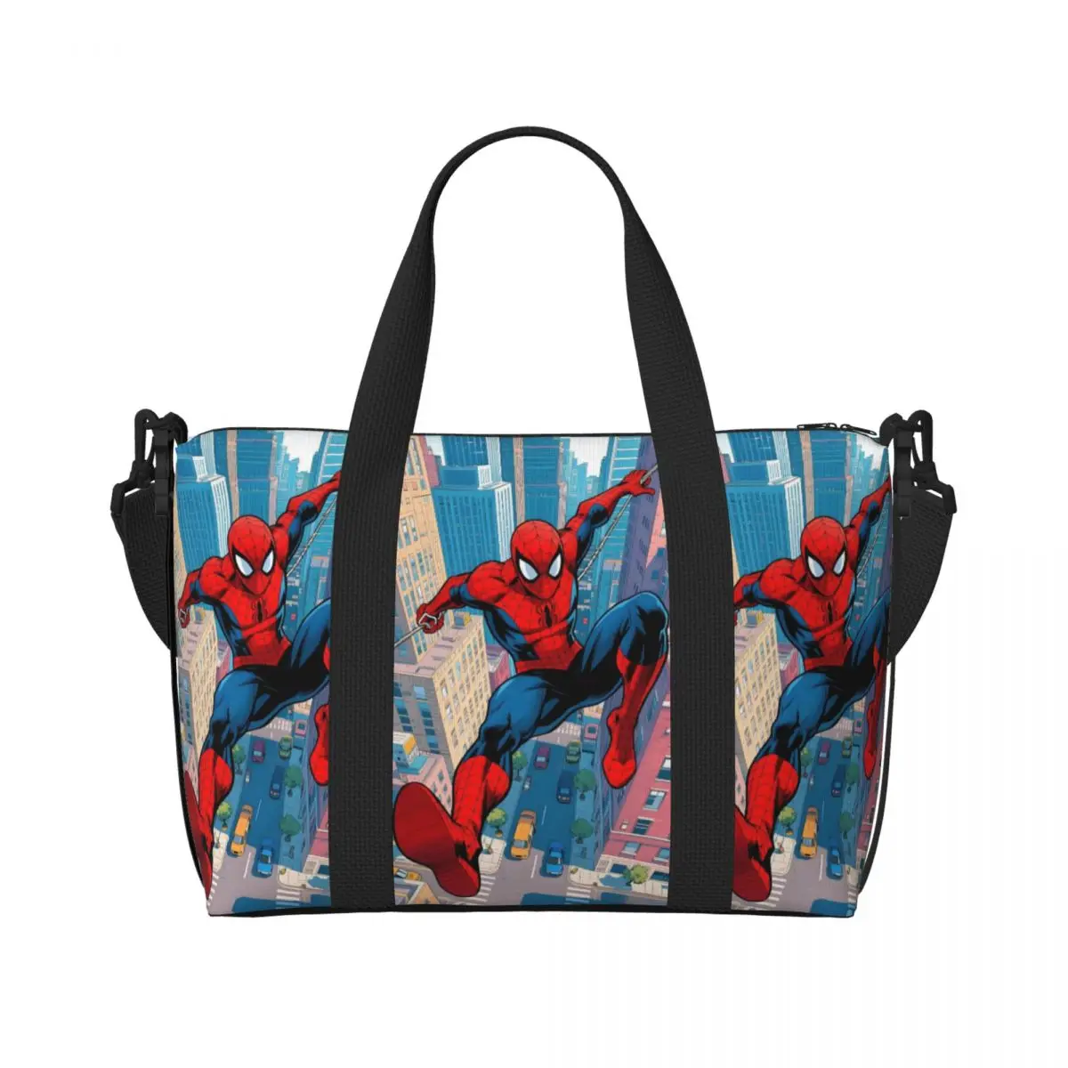 

Custom Spider Man Beach Tote Bag Women Comics Big Compartment Beach Gym Travel Bags