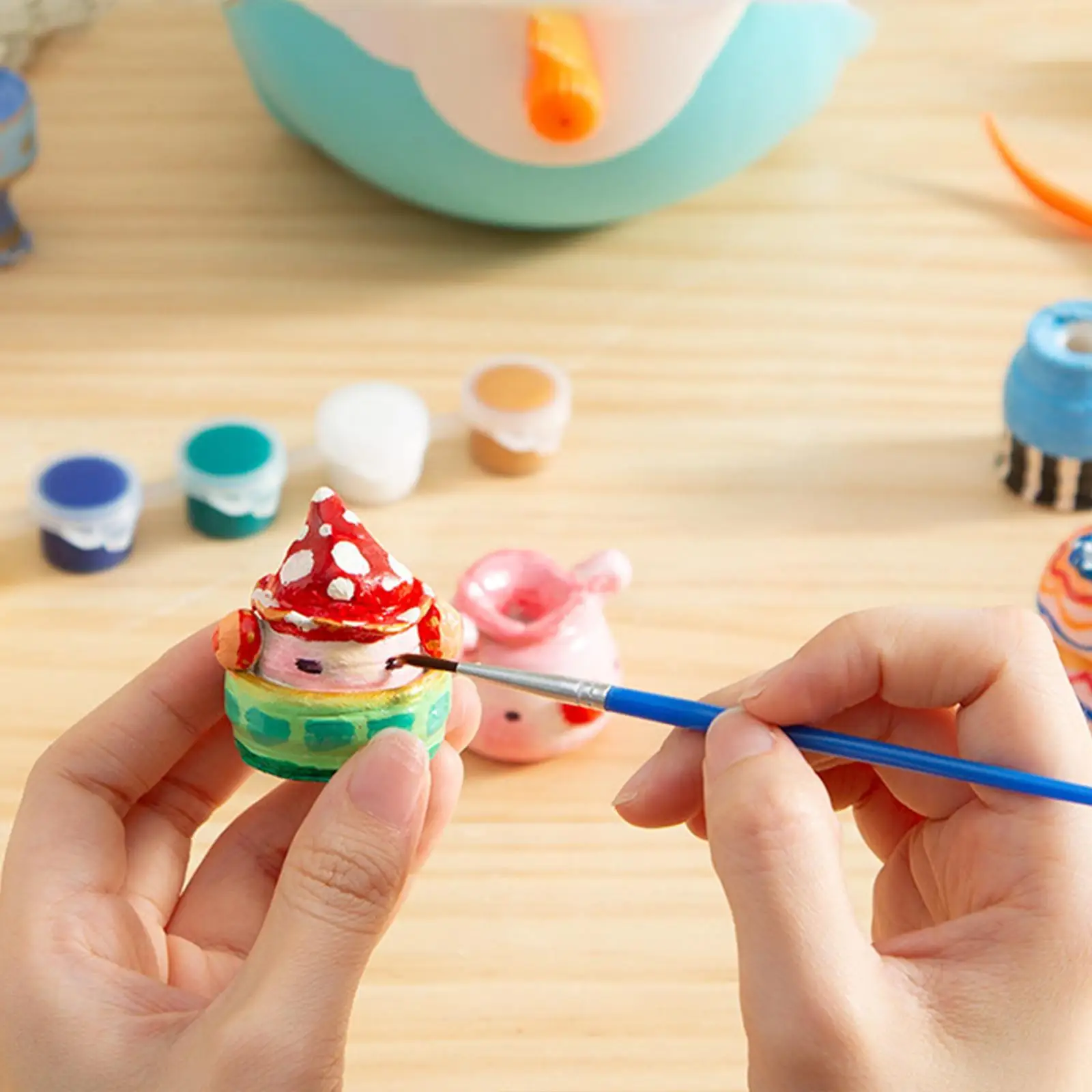 Kit de rueda de cerámica para niños, pequeña máquina de rueda de arcilla para mesa de niños en casa