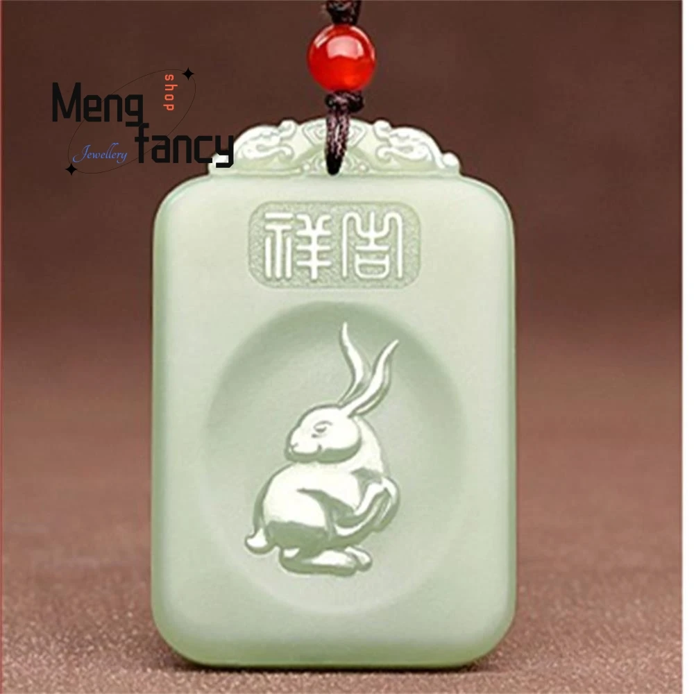 

Natural Afghan Greenish White Jade Zodiac Pendant National Style Mascots Popular Fashion Jewelry Best Selling Fine Holiday Gifts