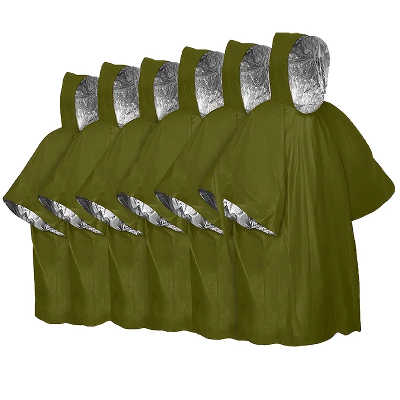 

6-pack emergency raincoat and hooded aluminum foil blanket lining, multifunctional outdoor equipment, preferred Christmas gift