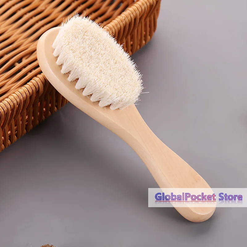 

[TG823]Baby Care Pure Natural Wool Baby Wooden Brush Comb Brush Baby Hairbrush Newborn Hair Brush Infant Comb Head Massager