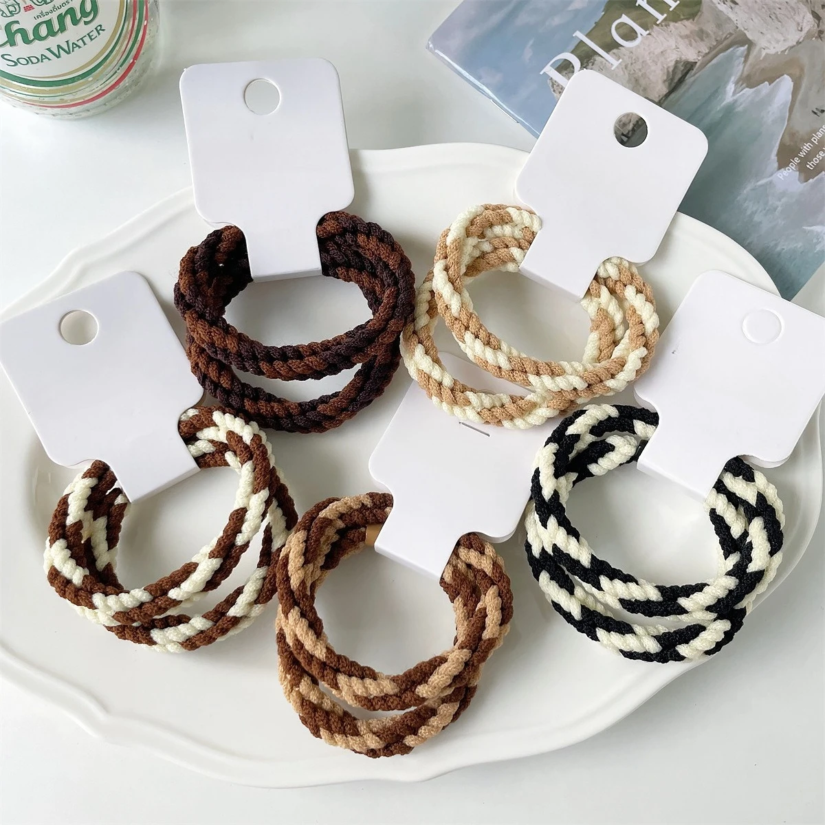 

Cream-Coffee Color Minimalist Hair Tie Elegant Hair Accessory for Women High-Elasticity Hair Band Ponytail Rubber Band