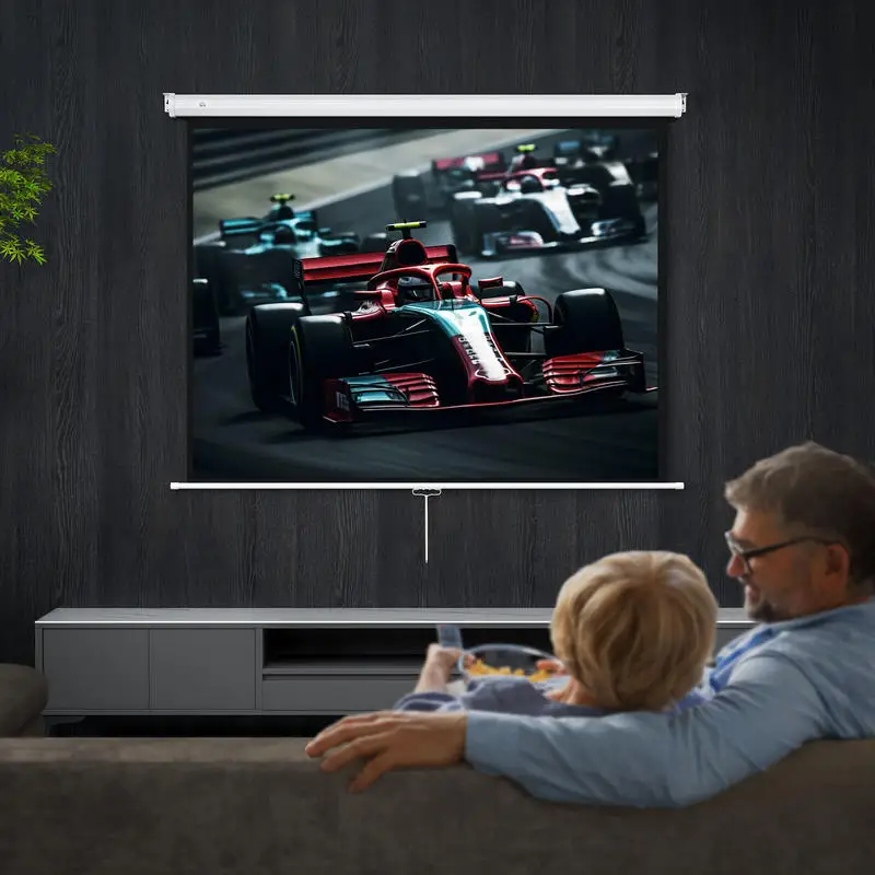 84-Zoll 4:3 4K HD Projektionsleinwand für Wand- oder Deckenmontage in Weiß mit den Maßen 181 x 8 x 138 cm, faltenfreie Oberfläche, einfache Montage und 160° Betrachtungswinkel °