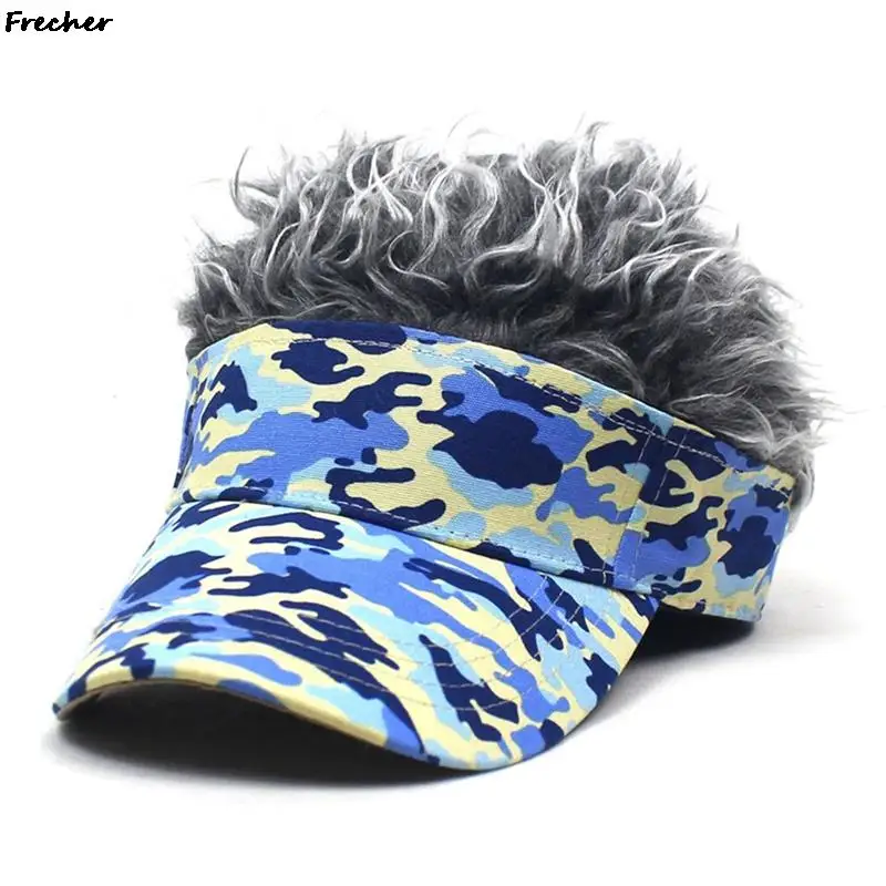 Tactical Camo Caps Wig Baseball Cap Color Hair Integrated Visors Hat Men Women Street Dance Hats Winter Spring Army Gorras