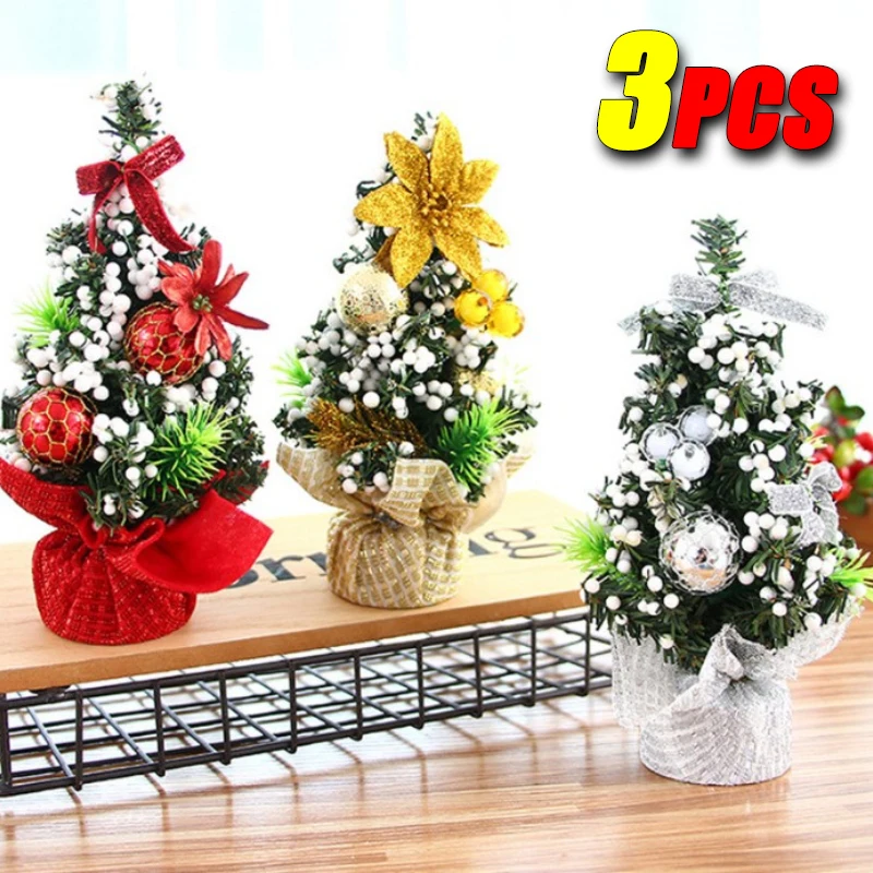 3PCS 20cm Christmas Tree Desktop Decoration New Year Party Gifts Table Christmas Tree Decoration Party Ornaments