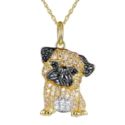 Creative Cute Golden Pug Pendant Necklace for Women Exquisite Pet Dog Jewelry Animal Accessories Dog Lovers Gift