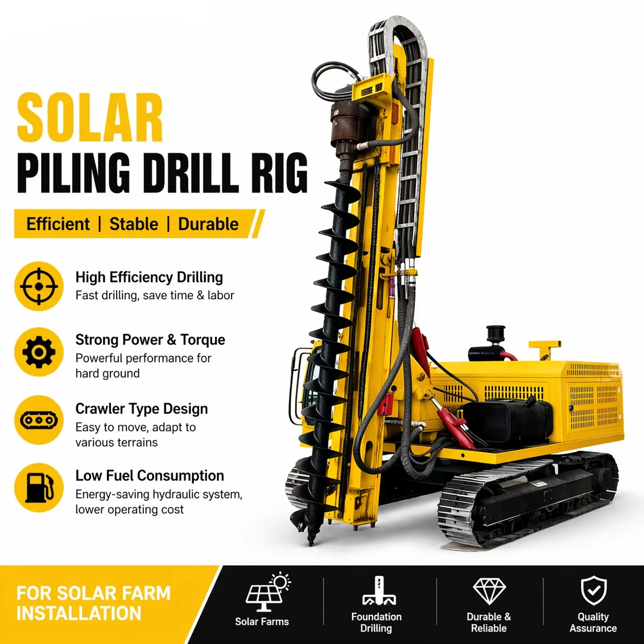 Customized Solar Pile Driver Machine for Middle East Desert Photovoltaic Solar Farm Installation Projects Track Type
