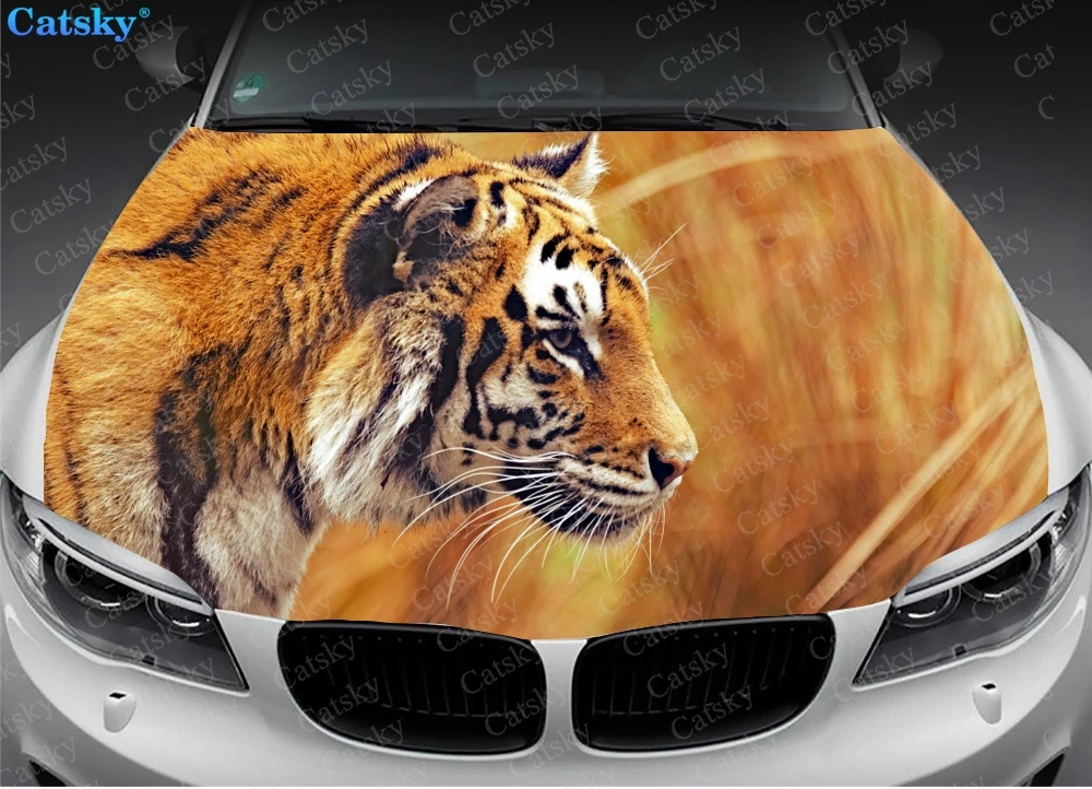 tiger animal ferocious Car hood vinyl sticker wrap packaging film hood decal sticker universal car hood protective film