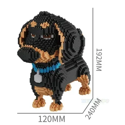 2100pcs 16014 Hot Sale Cartoon Dog Mini Dachshund Model Block Building Brick Toys for Children Gifts Dog Pets Building Blocks