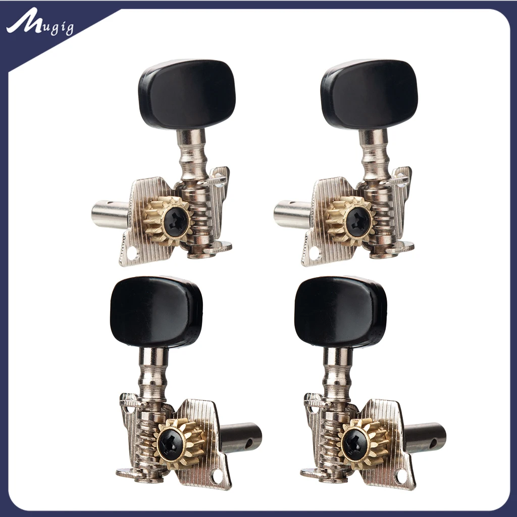 

Mugig 2R2L Nickel-Plated Ukulele Guitar Tuning Pegs Tuners Machine Head BL Knob Uke Machine Heads Pegs & 1 Pack Ukulele Strings