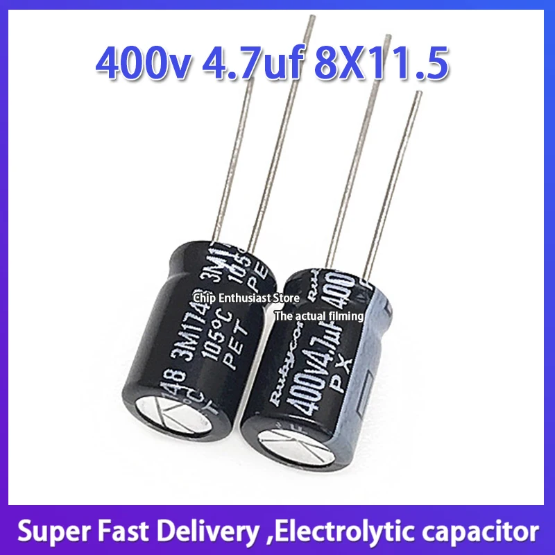 10PCS Rubycon imported aluminum electrolytic capacitor 400v 4.7uf 8X11.5 Ruby PX 4.7uf/400v