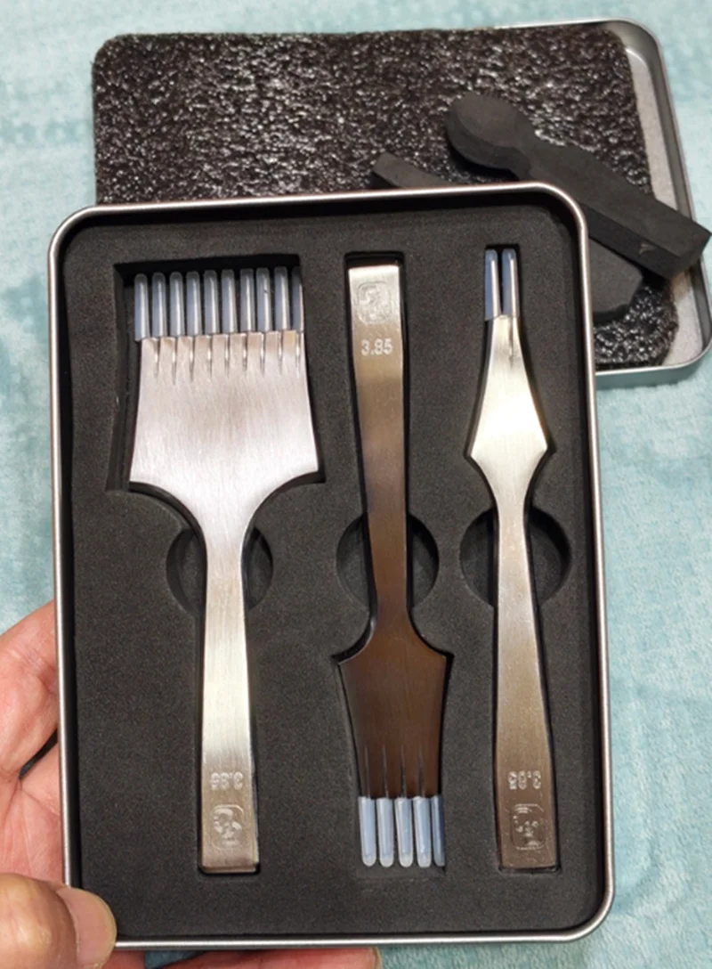 G&C French Style Leather Pricking Irons Chisel Fine Polished Steel DIY Leathercraft Perforating Punching Tool with Sharp Teeth